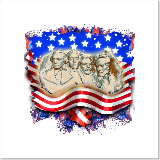 Monumental Freedom: Mount Rushmore & the Flag Wall Art by GraphixRealm